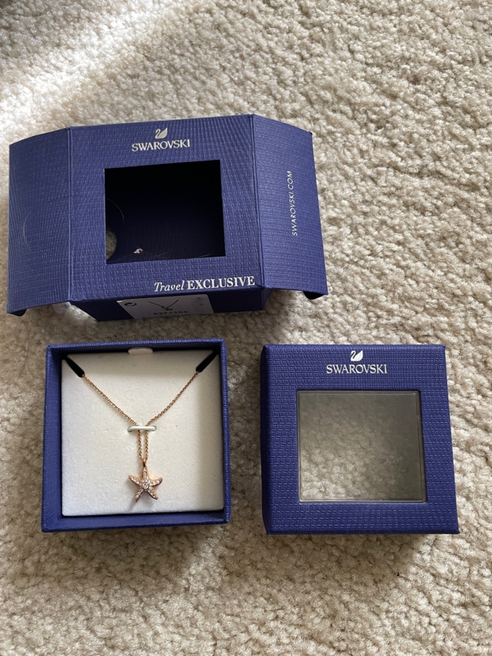 Swarovski Rose Gold Starfish Drop T-Bar Necklace